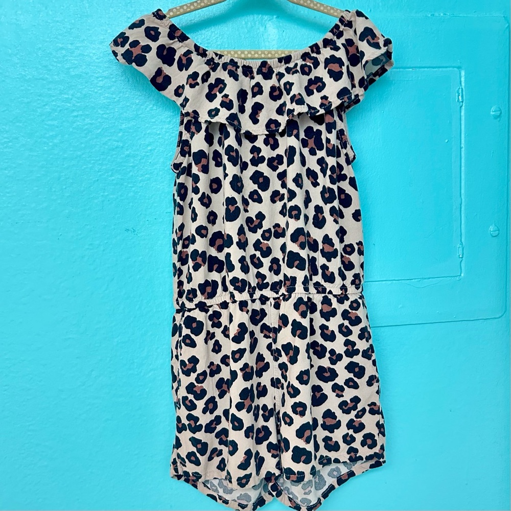 Girl's H&M Sleeveless Leopard Print Flounce Jumpsuit - Size 6-7 - Picture 4 of 5